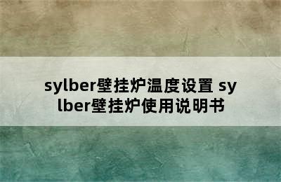 sylber壁挂炉温度设置 sylber壁挂炉使用说明书